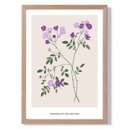 ARTZE Purple Vinca Plant Flower Market Minimalist Framed Print SIZE: A3 with Oak Frame - thumbnail 1