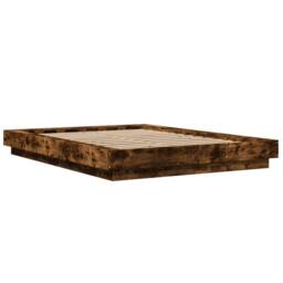 Berkfield Home Bed Frame with LED Lights without Mattress Smoked Oak 120x190cm in Brown - Size: 120x190 cm - thumbnail 7