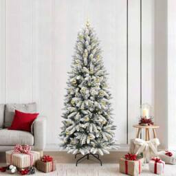 Berkfield Home Artificial Christmas Tree with 300 LEDs White 78 x 78 x 210 cm - thumbnail 1