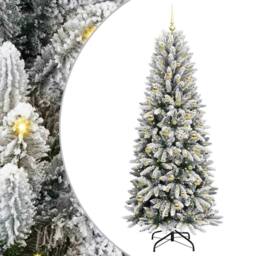 Berkfield Home Artificial Christmas Tree with 300 LEDs White 78 x 78 x 210 cm - thumbnail 2