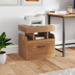 Costway Wooden Nightstand Modern Bedside Table w/ Drawer & Charging Outlets in Natural - thumbnail 8