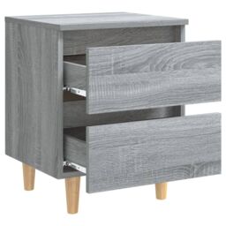 Berkfield Home Bed Cabinets with Solid Wood Legs 2 pcs Grey Sonoma 40x35x50 cm - Size: 40 x 35 x 50 cm - thumbnail 6