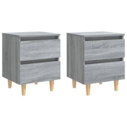 Berkfield Home Bed Cabinets with Solid Wood Legs 2 pcs Grey Sonoma 40x35x50 cm - Size: 40 x 35 x 50 cm - thumbnail 2