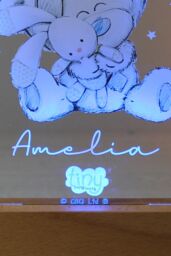 Personalised Memento Company Tiny Tatty Teddy Wooden Based LED Light in Clear - thumbnail 3