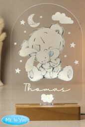 Personalised Memento Company Tiny Tatty Teddy Wooden Based LED Light in Clear