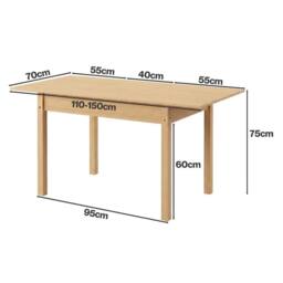 VOGREX Extendable Oak Rectangular Dining Table Seats 4-6 in Beige - thumbnail 2