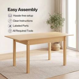 VOGREX Extendable Oak Rectangular Dining Table Seats 4-6 in Beige - thumbnail 6