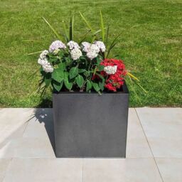 Woven Wood 60cm Zinc Silver & Black Textured Square Planter - thumbnail 3