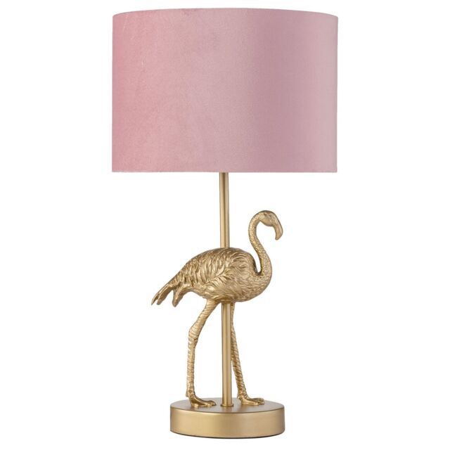 First Choice Lighting Flamingo - Gold Table Lamp with Pink Velvet Shade - image 1
