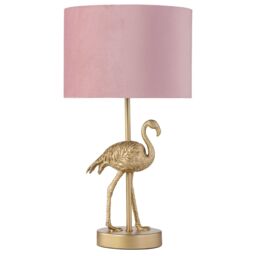 First Choice Lighting Flamingo - Gold Table Lamp with Pink Velvet Shade