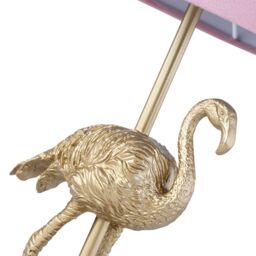First Choice Lighting Flamingo - Gold Table Lamp with Pink Velvet Shade - thumbnail 3