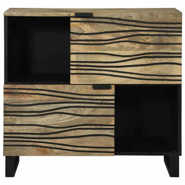 Berkfield Home Sideboard ‚Äì 80x33.5x75 cm, Made from Solid Mango Wood in Beige - Size: 80x33.5x75 cm - image 1