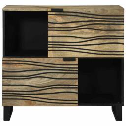Berkfield Home Sideboard ‚Äì 80x33.5x75 cm, Made from Solid Mango Wood in Beige - Size: 80x33.5x75 cm - thumbnail 1