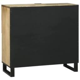 Berkfield Home Sideboard ‚Äì 80x33.5x75 cm, Made from Solid Mango Wood in Beige - Size: 80x33.5x75 cm - thumbnail 5