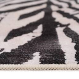 Kukoon Zebra Print Cotton Chenille Rug Black White Machine Washable - Size: 160 cm x 230 cm - thumbnail 8