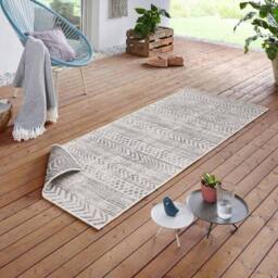 THE RUGS Reversible Geometric Indoor Outdoor Flatweave Rug Polypropylene in Light Grey - Size: 160 cm x 230 cm - thumbnail 5