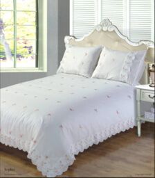 Rapport Home Sophie Polycotton Duvet Cover Set With Pillowcase in White - Size: King - thumbnail 1