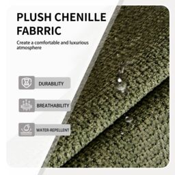SONARA Ergonomic Set of 4 Dining Chairs with Plush Chenille Fabric in Green - thumbnail 6