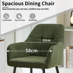 SONARA Ergonomic Set of 4 Dining Chairs with Plush Chenille Fabric in Green - thumbnail 9