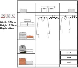 Sliding Wardrobes 4U Modern Double Door Sliding Wardrobe W200cm x H217cm x D62cm in Black - thumbnail 2