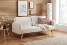 Birlea White Boucle Sofa Bed Micah 3 Seater Settee Fabric Click Clack