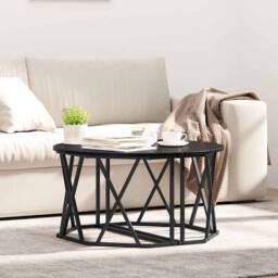 Berkfield Home Black Oak Coffee Table 80x80x42 cm Made of Engineered Wood - Size: 80 x 80 x 42 cm - thumbnail 2