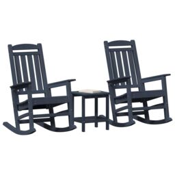 Berkfield Home 3 Piece Garden Lounge Set Navy Blue HDPE - thumbnail 3