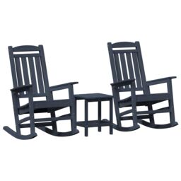 Berkfield Home 3 Piece Garden Lounge Set Navy Blue HDPE - thumbnail 2