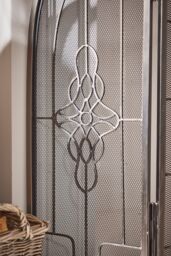 Dibor Contemporary Country Folding Fireplace Guard Silver Fire Screen H86cm x W75cm - thumbnail 4