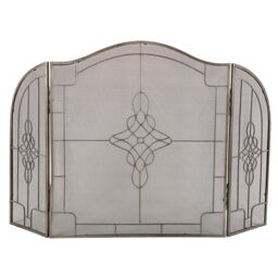 Dibor Contemporary Country Folding Fireplace Guard Silver Fire Screen H86cm x W75cm - thumbnail 2