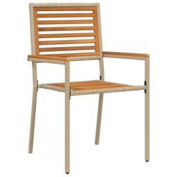 Berkfield Home 3 Piece Garden Dining Set Beige Poly Rattan Acacia - thumbnail 6
