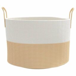 Berkfield Home Storage Basket Beige & White √ò51x33 cm Cotton - Size: 51x33 cm - thumbnail 4