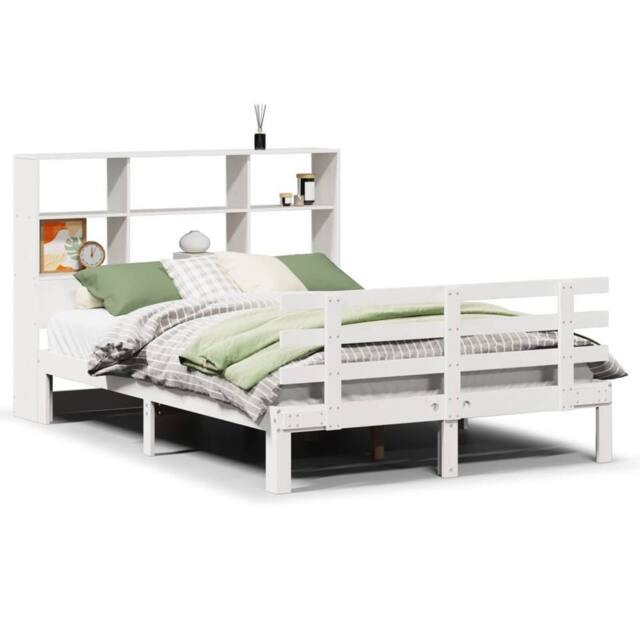 Berkfield Home Bookcase Bed without Mattress White 160x200cm Solid Wood Pine - Size: 160x200 cm - image 1