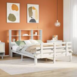Berkfield Home Bookcase Bed without Mattress White 160x200cm Solid Wood Pine - Size: 160x200 cm - thumbnail 2