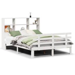 Berkfield Home Bookcase Bed without Mattress White 160x200cm Solid Wood Pine - Size: 160x200 cm - thumbnail 1