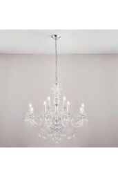 Netlighting Clarence Decorative 12 Light Chandelier Chrome Faceted Droplets in Grey - thumbnail 2