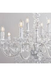Netlighting Clarence Decorative 12 Light Chandelier Chrome Faceted Droplets in Grey - thumbnail 3
