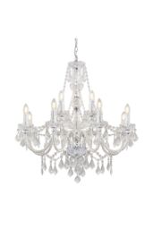 Netlighting Clarence Decorative 12 Light Chandelier Chrome Faceted Droplets in Grey