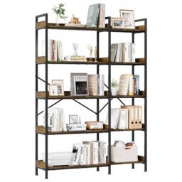 KORVIXA Flexible 2‑in‑1 L‑Shaped 5‑Tier Corner Storage‑Shelf in Brown - Size: 100 cm - thumbnail 1