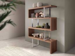 Angel Cerda Walnut & Steel Shelving, 130x35x170 cm in Brown - Size: 130 x 35 x 170 cm - thumbnail 3