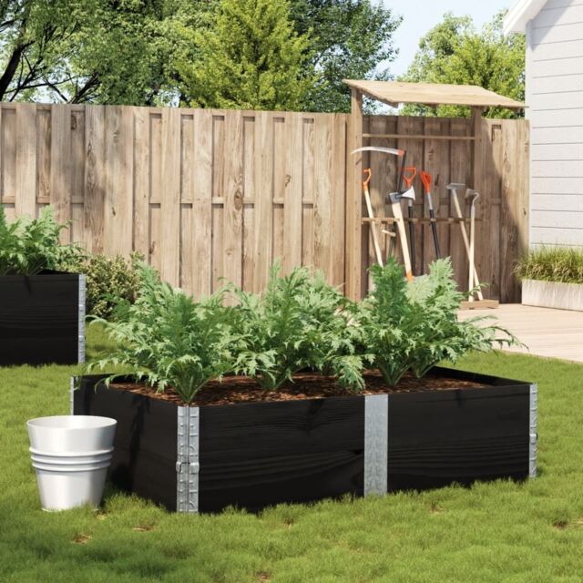 Berkfield Home Garden Planter Black 150x100 cm Solid Wood Pine - image 1
