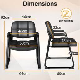 Costway Set of 2 Guest Chair Ergonomic Reception Chair w/Metal Frame in Black - thumbnail 2