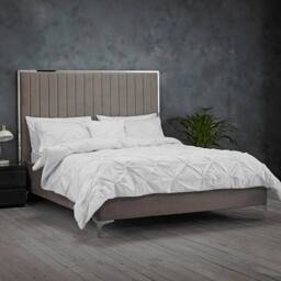 Lemon Pavilion Furniture Berkeley Kingsize Bed - Velvet - L217 x W168 x H142.5 cm - Grey - Size: King - thumbnail 2
