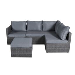 Bravich LTD 6 Seater Rattan Corner Sofa & Footstool Garden Furniture Set in Grey - thumbnail 2