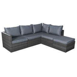 Bravich LTD 6 Seater Rattan Corner Sofa & Footstool Garden Furniture Set in Grey - thumbnail 7