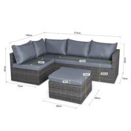 Bravich LTD 6 Seater Rattan Corner Sofa & Footstool Garden Furniture Set in Grey - thumbnail 6