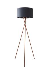 ValueLights Camden Copper Metal Tripod Floor Lamp with Charcoal Drum Lamp Shade - thumbnail 6