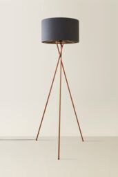 ValueLights Camden Copper Metal Tripod Floor Lamp with Charcoal Drum Lamp Shade - thumbnail 3