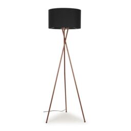 ValueLights Camden Copper Metal Tripod Floor Lamp with Charcoal Drum Lamp Shade - thumbnail 7