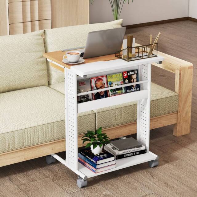 Costway Rolling Portable Desk Laptop Desk Wooden PC Table w/ Tilting Tabletop - image 1
